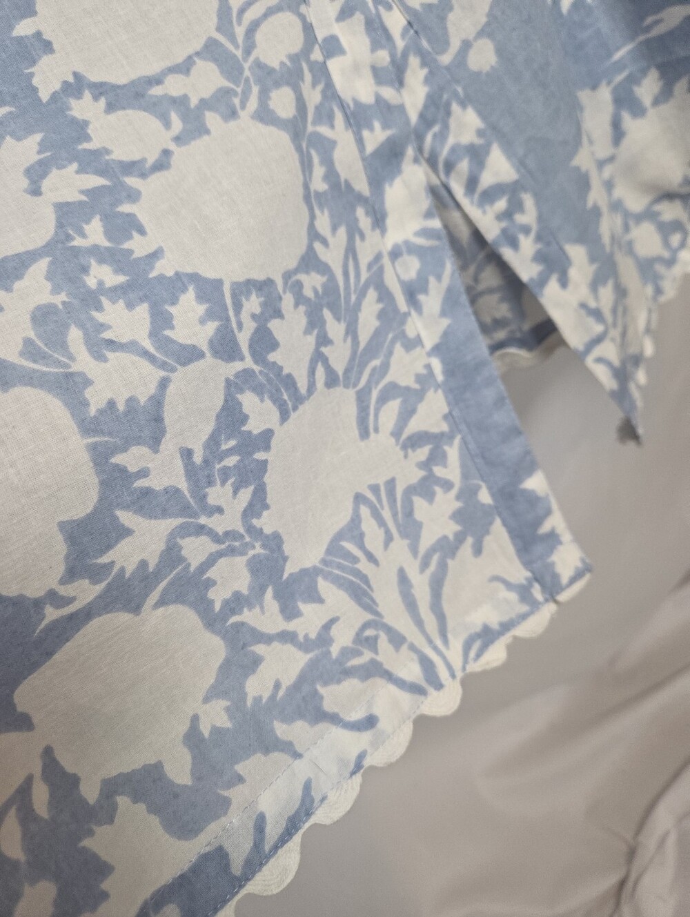 Blue And White Floral Tie Shoulder Cotton Dress - Picture 5 of 14